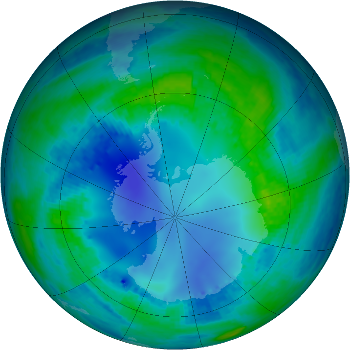 Antarctic ozone map for 06 May 2002